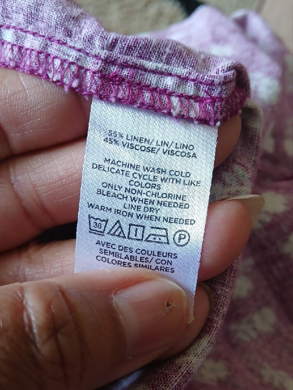 LOFT Linen Blend Purple Floral Ruffle-Neck Camisole Women's M - Picture 8 of 8